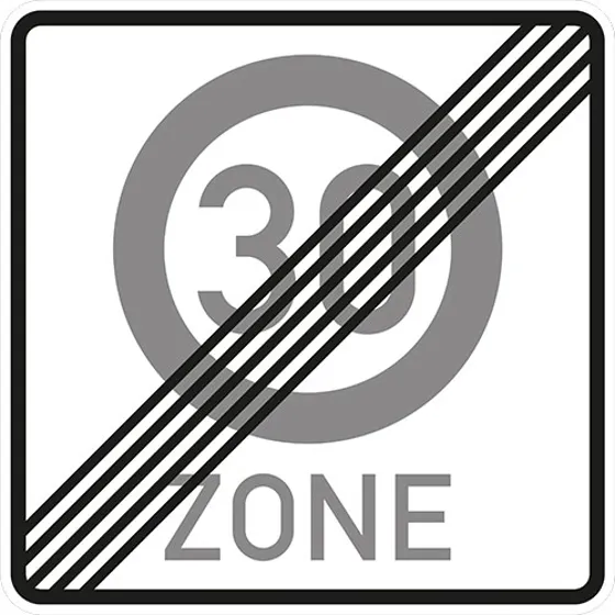 VZ 274.2, Ende einer Tempo 30-Zone