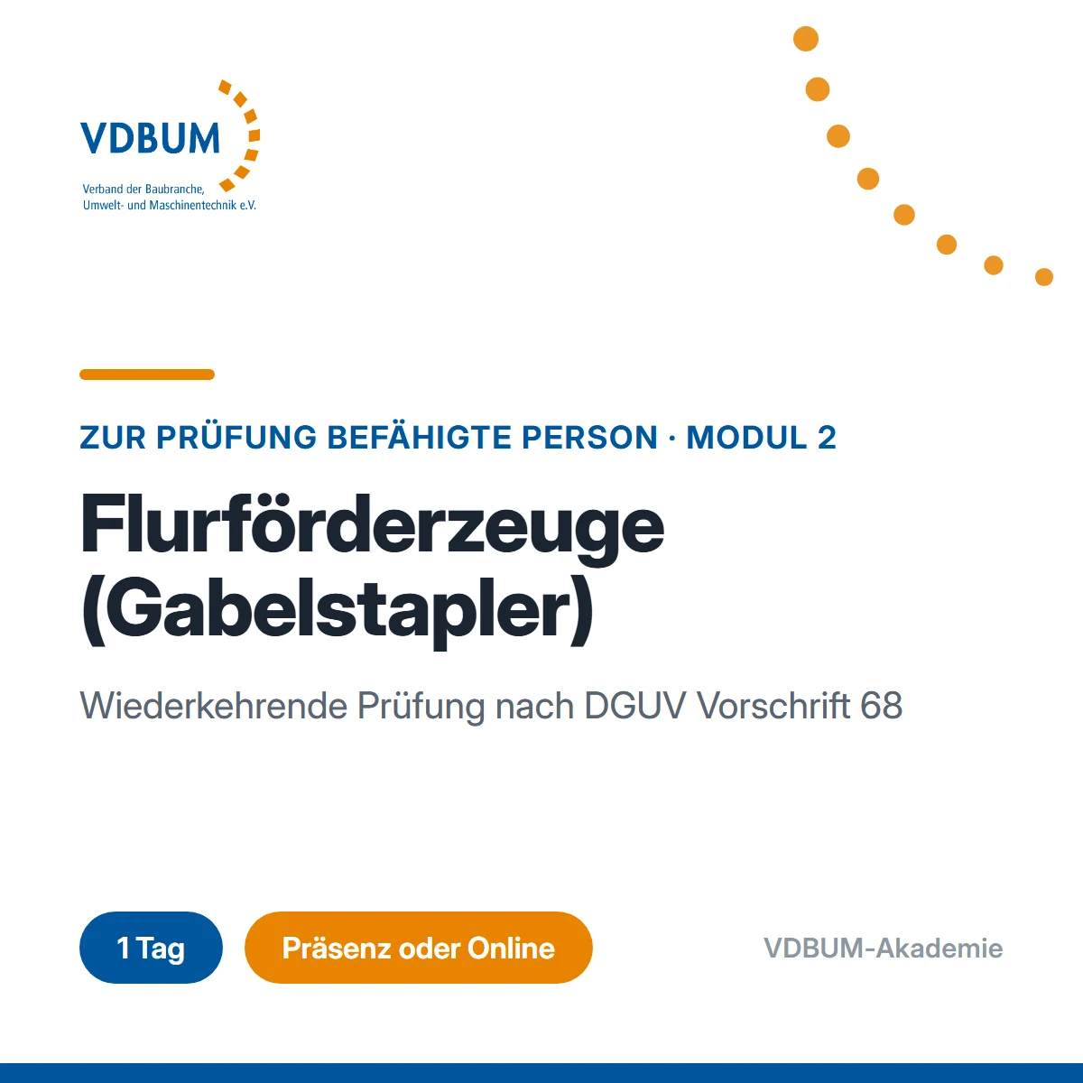 Zur Prüfung Befähigte Person - Modul 2 Flurförderzeugen (Gabelstapler)